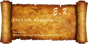 Ehrlich Klaudia névjegykártya